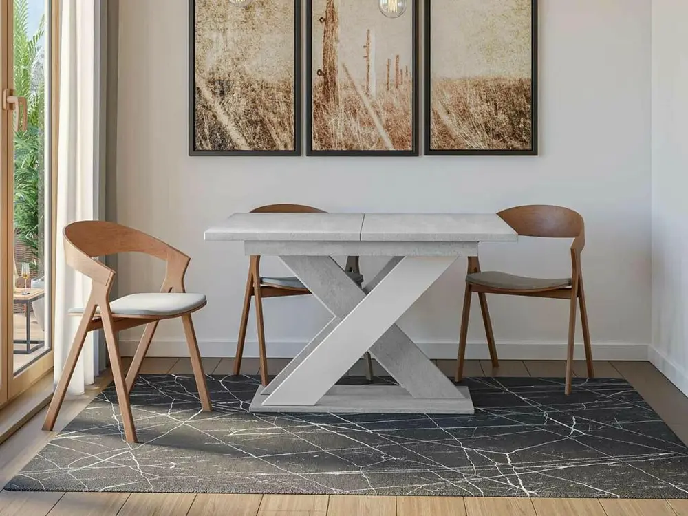 Table Goodyear 117, Gris|Blanc, 75x90x120cm, Allongement, Stratifié