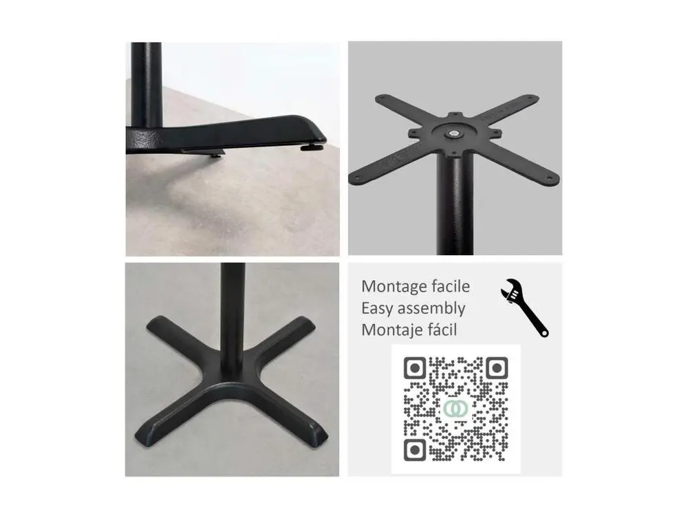 Bureau compact pour Table 70x70cm - modèle Dina pied et noir uni