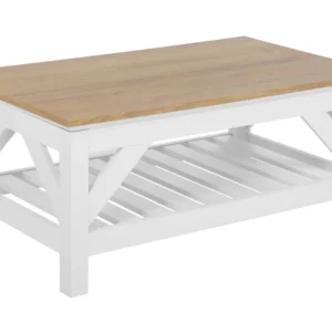 Bureau compact pour Table basse bois évident/blanc 100 x 60 cm SAVANNAH