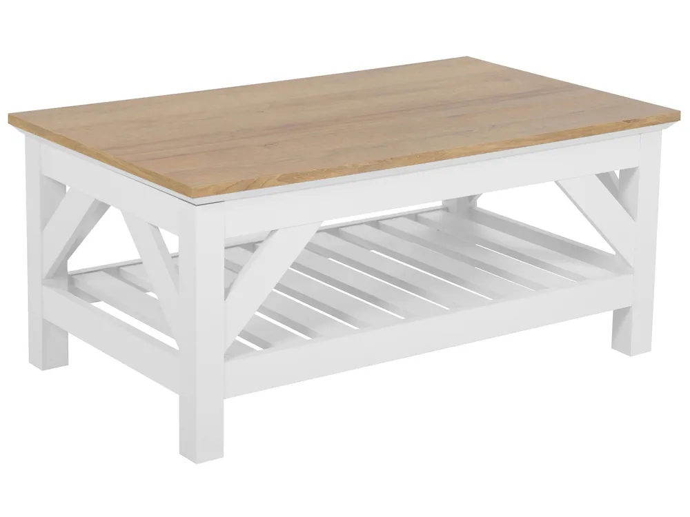 Bureau compact pour Table basse bois évident/blanc 100 x 60 cm SAVANNAH