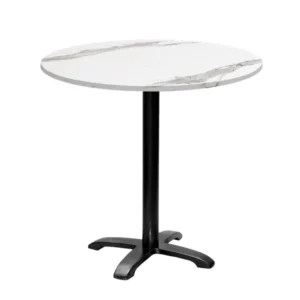 Bureau à compartiments intégrés Table ronde Ø80cm - modèle Bazila marbre blanc