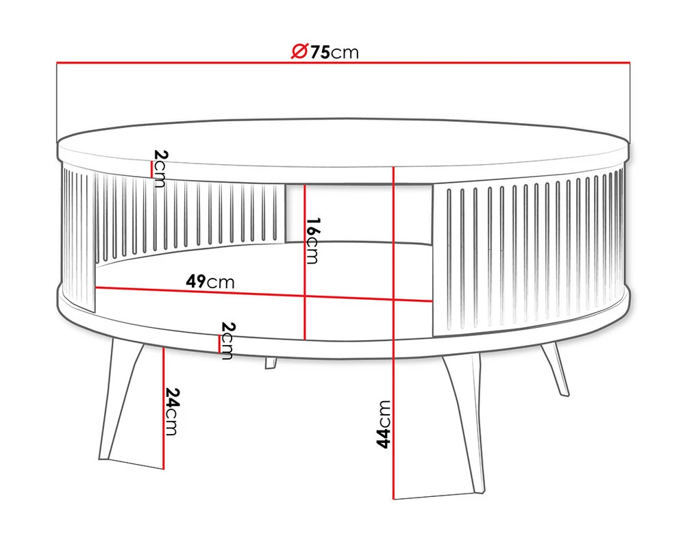 Forini - table basse - noir - 75 cm pour télétravail