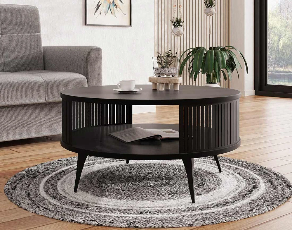 Forini - table basse - noir - 75 cm pour télétravail