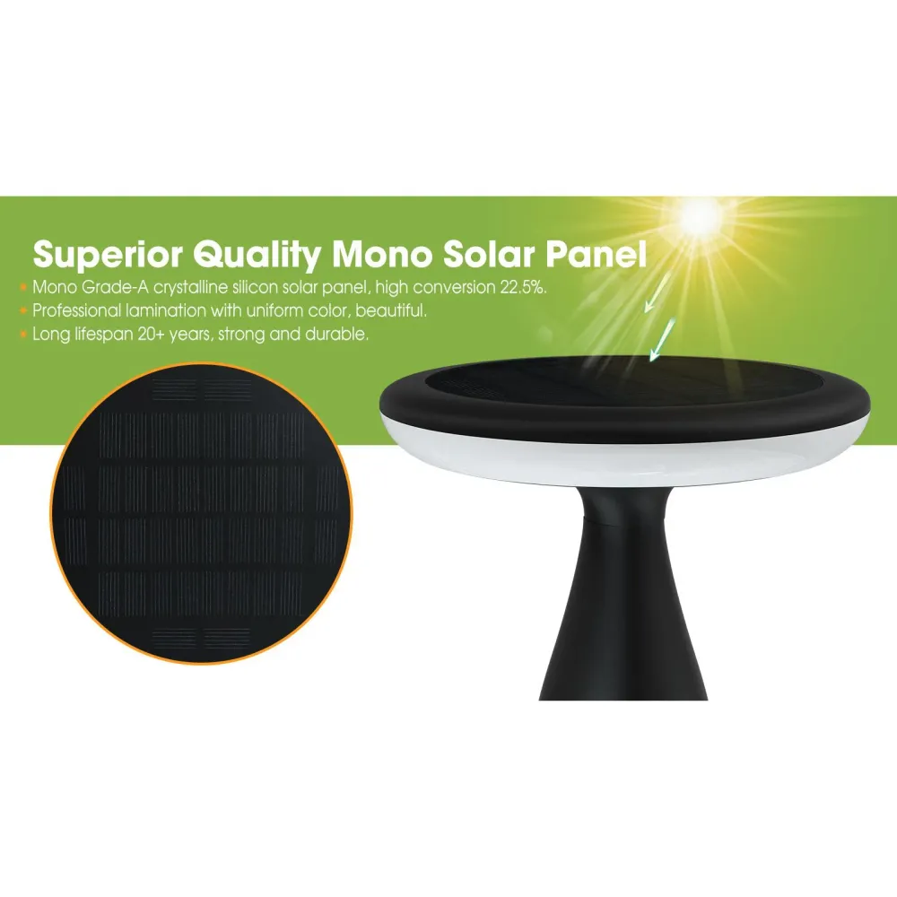 Lampe de table solaire noir pour configuration en L