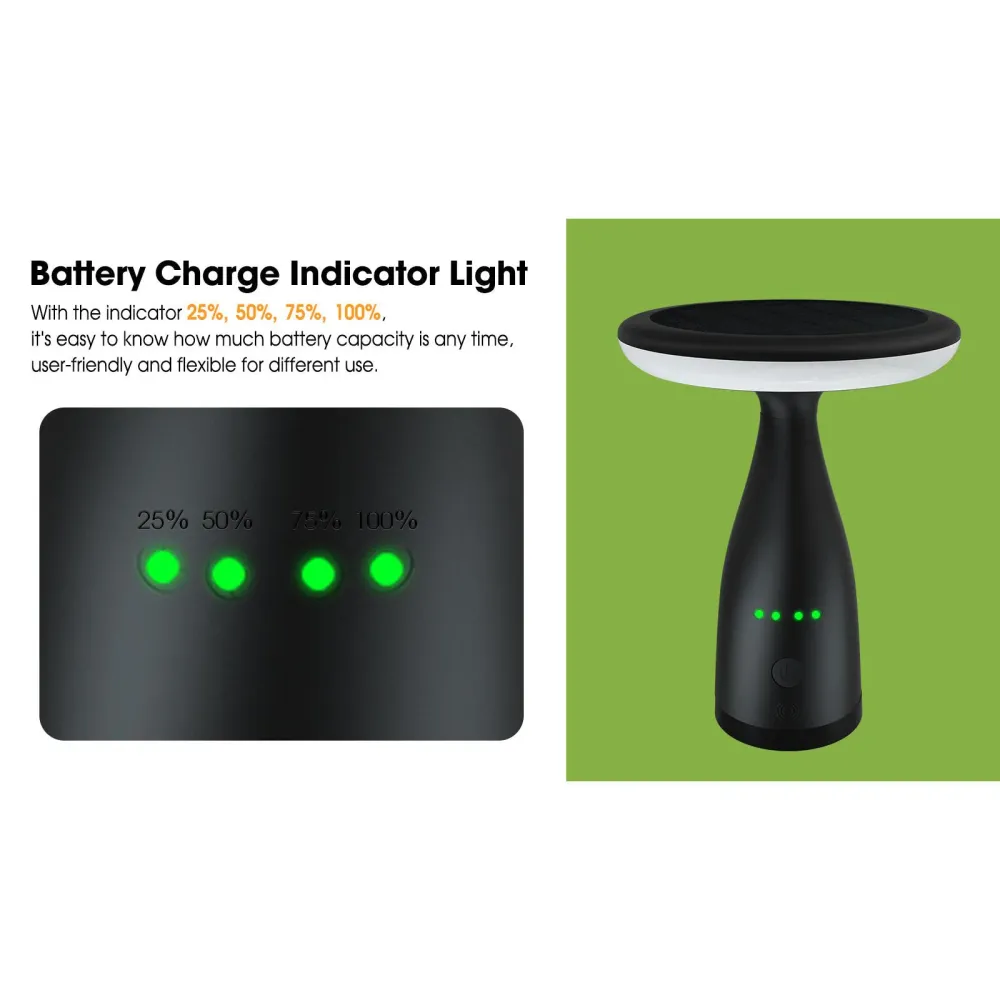 Lampe de table solaire noir pour configuration en L