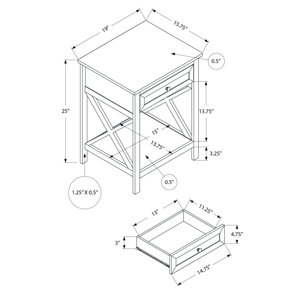 Monarch Table de bout I 3986 dimensions 120 x 60 cm
