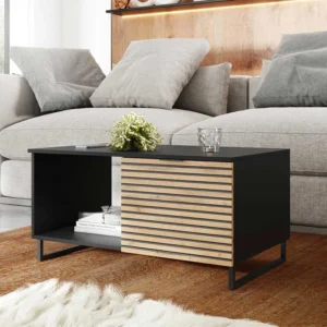 Olympie - table basse - bois et noir - 100 cm dimensions 120 x 60 cm