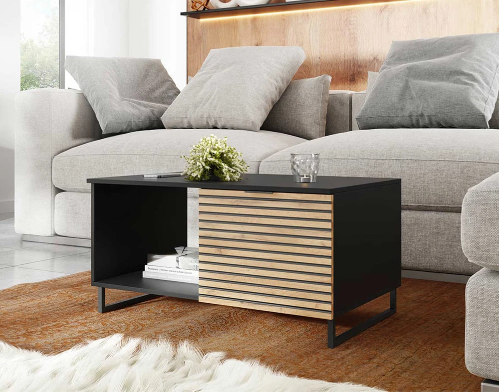 Olympie - table basse - bois et noir - 100 cm dimensions 120 x 60 cm