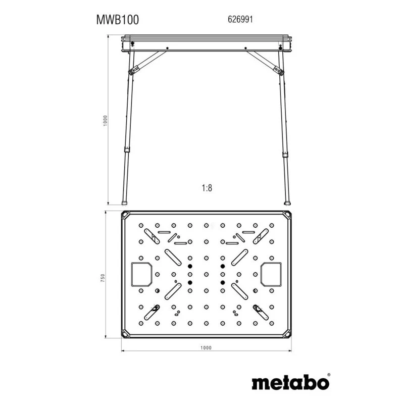 Table de travail multifonction METABO MWB 100 avec revêtement résistant aux taches