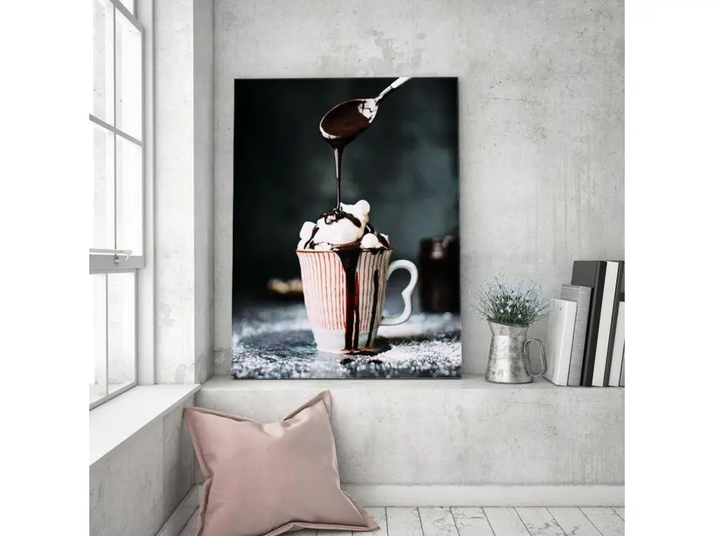 Tableau café aux guimauves - 60 x 90 cm avec mécanisme à manivelle