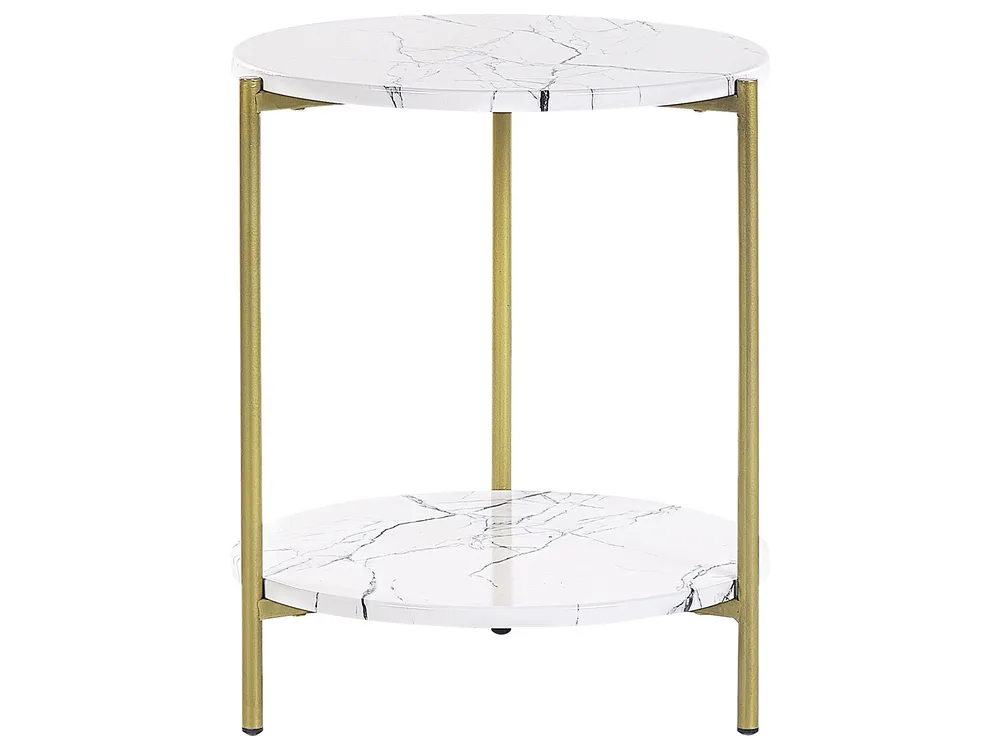 Bijzettafel marmereffect wit met goud REVA