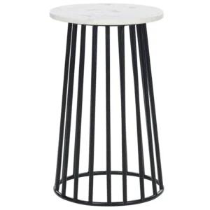 Bijzettafel wit marmer/zwart TAREE avec Plateau en Stratifié