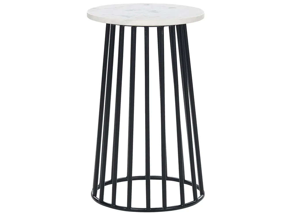 Bijzettafel wit marmer/zwart TAREE avec Plateau en Stratifié