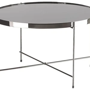 Salontafel glas zwart/zilver LUCEA - Hauteur Réglable