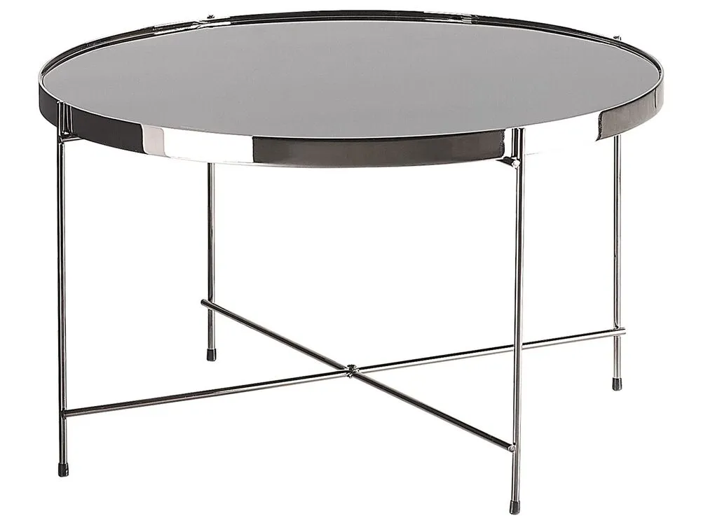 Salontafel glas zwart/zilver LUCEA - Hauteur Réglable
