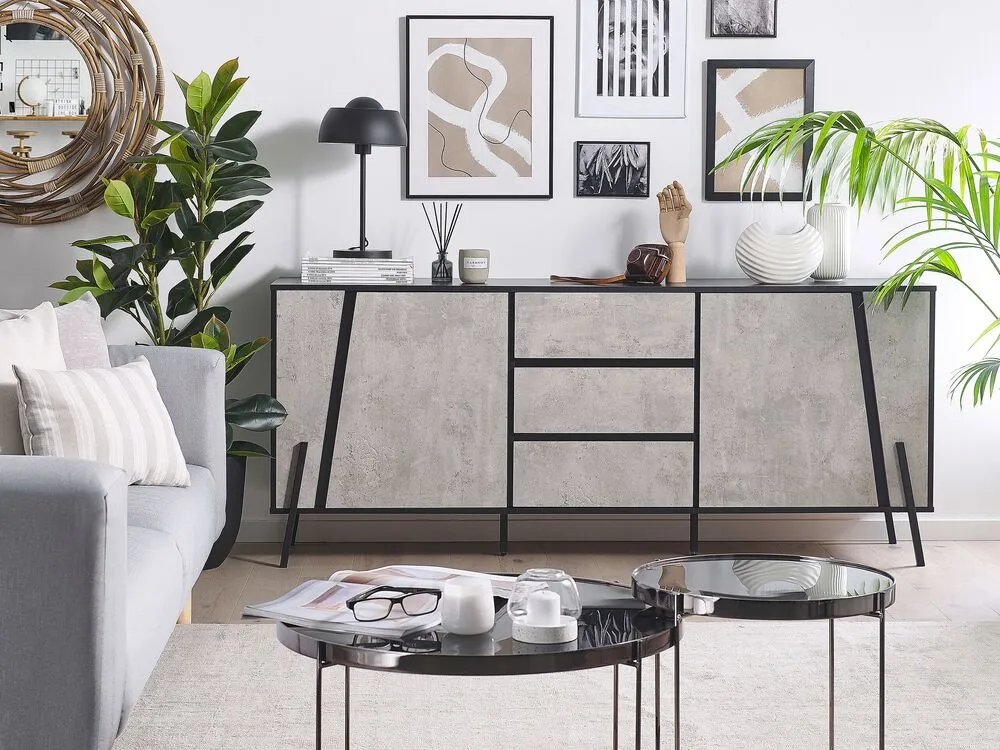 Salontafel glas zwart/zilver LUCEA - Hauteur Réglable