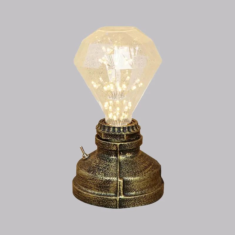 Bronze/Altmessing, 1-Kopf-Tischbeleuchtung, industrielle Stehtischlampe aus Schmiedeeisen, nackte Glühbirne, mit Steckerka...