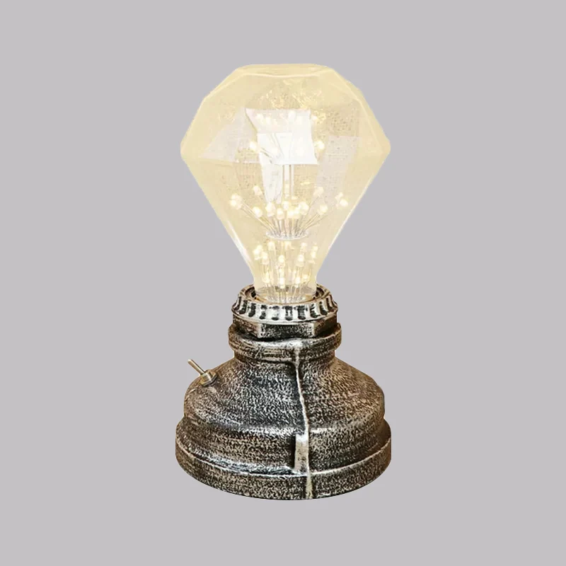Bronze/Altmessing, 1-Kopf-Tischbeleuchtung, industrielle Stehtischlampe aus Schmiedeeisen, nackte Glühbirne, mit Steckerka...