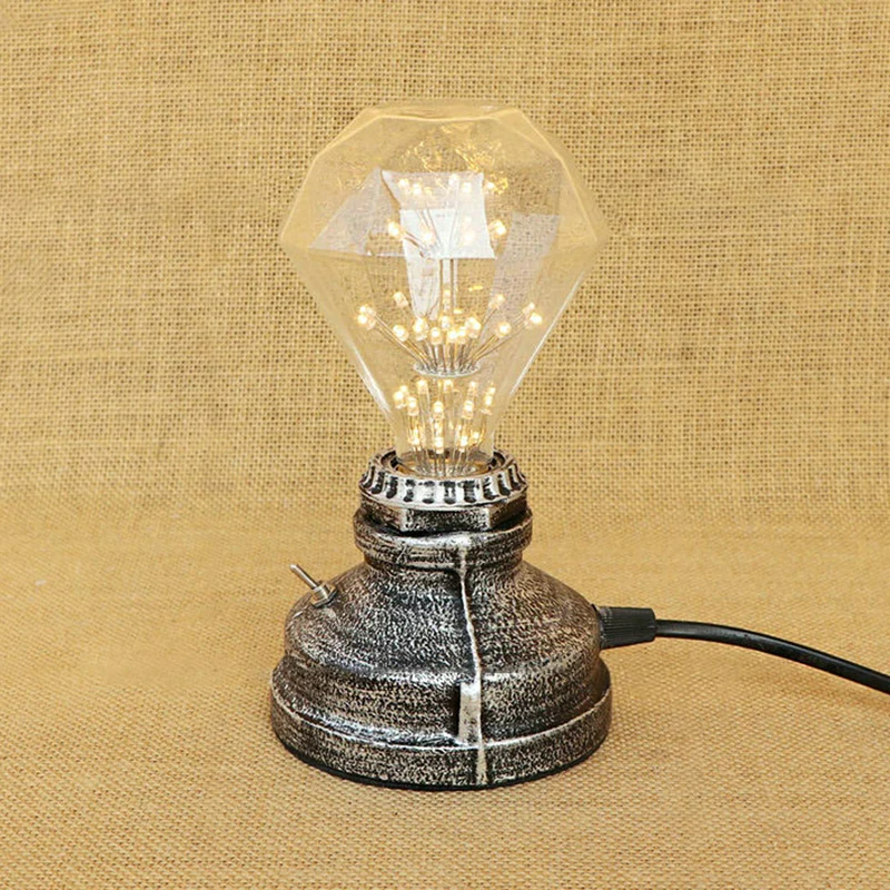 Bronze/Altmessing, 1-Kopf-Tischbeleuchtung, industrielle Stehtischlampe aus Schmiedeeisen, nackte Glühbirne, mit Steckerka...