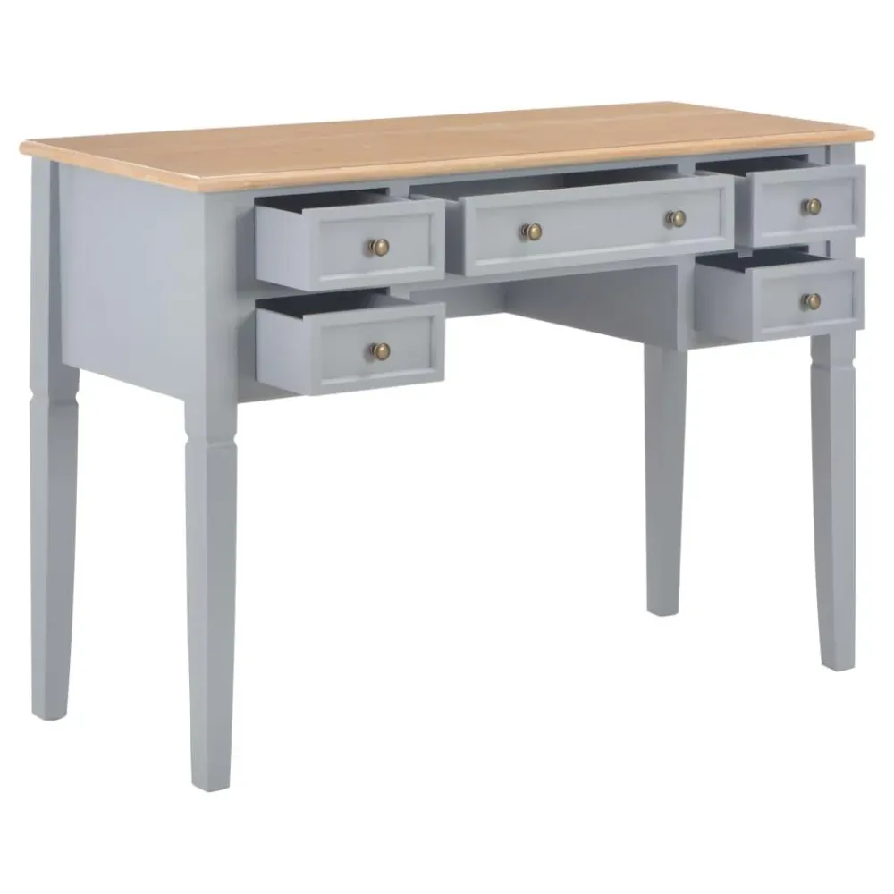 Bureau à compartiments intégrés Bureau table meuble travail informatique gris 109,5 cm bois 0502121