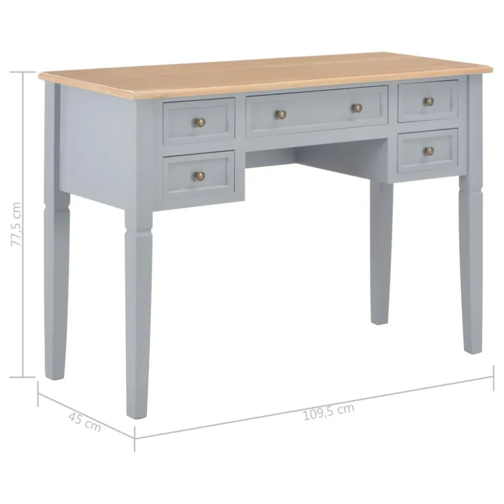 Bureau à compartiments intégrés Bureau table meuble travail informatique gris 109,5 cm bois 0502121