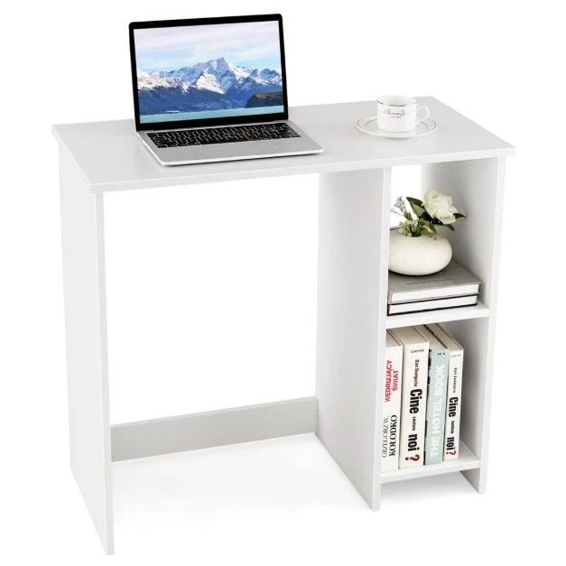 Bureau d'ordinateur table de travail pour léger espace avec 2 compartiments bureau informatique 40 x 80 x 74 cm blanc 20_0...