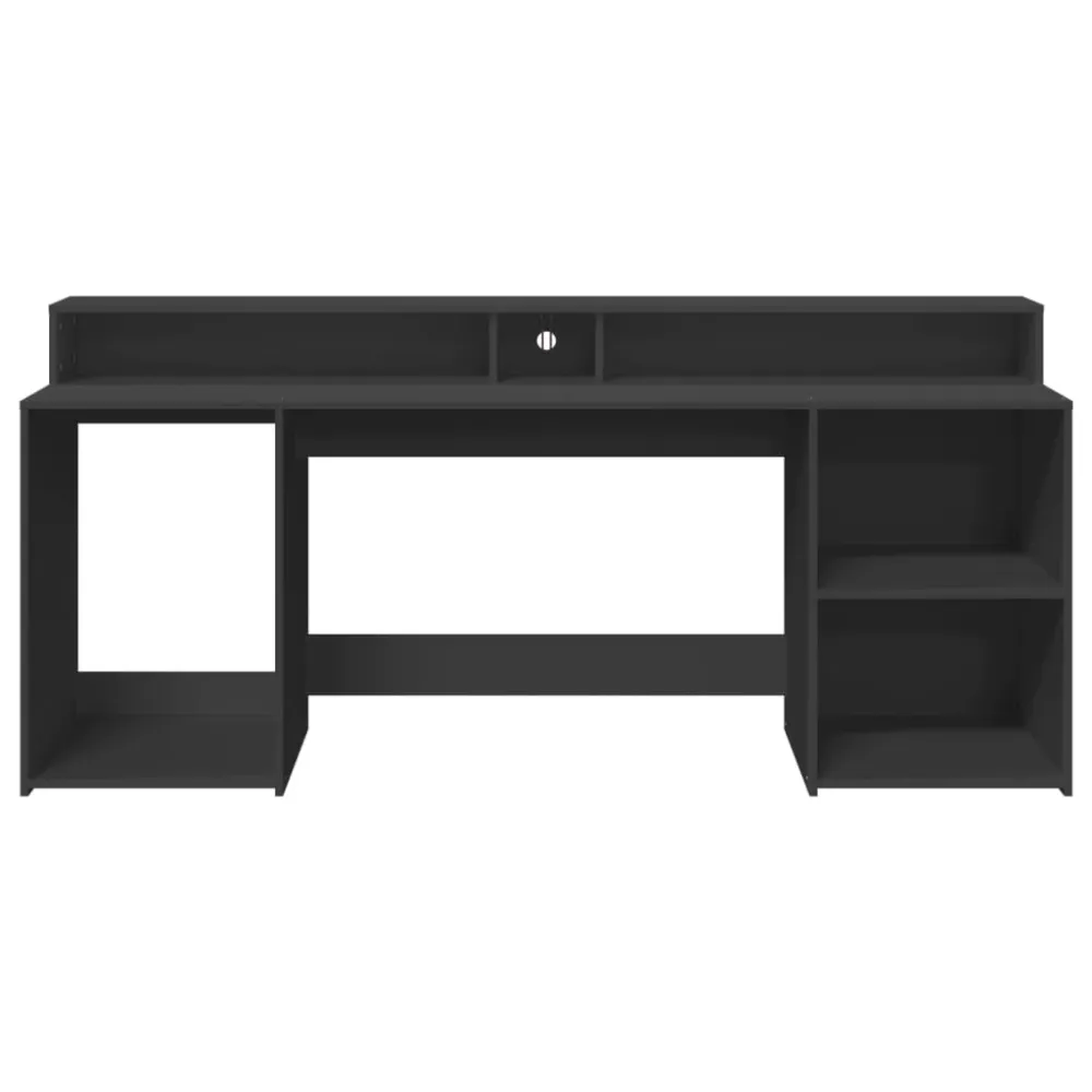 Bureau table poste de travail meuble d'ordinateur informatique étude avec lumières LED 200 x 55 x 91 cm bois d'ingénierie...