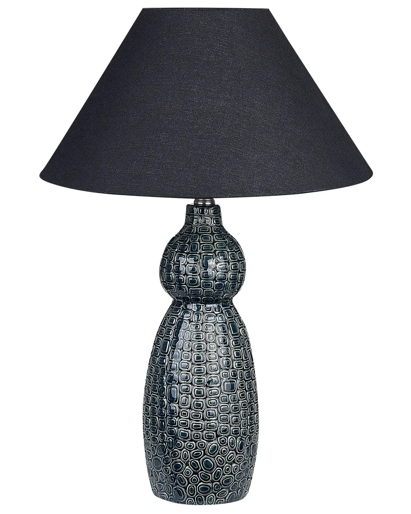 Ceramic Table Lamp Dark Blue and Noir jais MATINA
