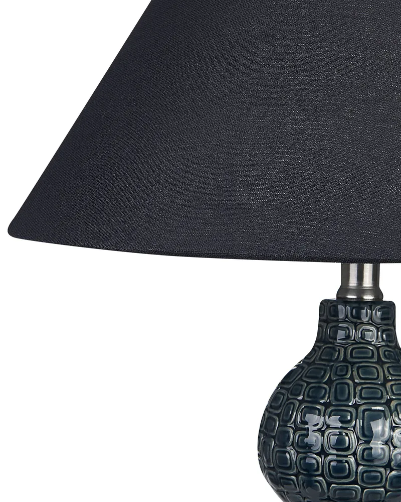Ceramic Table Lamp Dark Blue and Noir jais MATINA