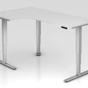 Hammerbacher table d'angle assis-debout électrique 200x120cm 90° blanc forme d'angle 90° peut être monté...