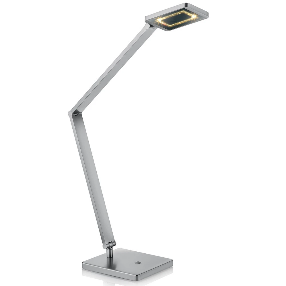 Lampe de table LED Space avec variateur tactile nickel mat en mélaminé haute résistance