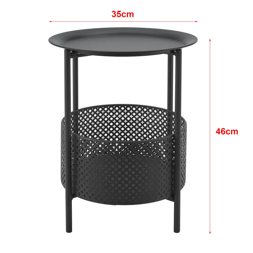 Petite table ronde métal 45 x 35 cm noir 03_0008545 | Stable et robuste |