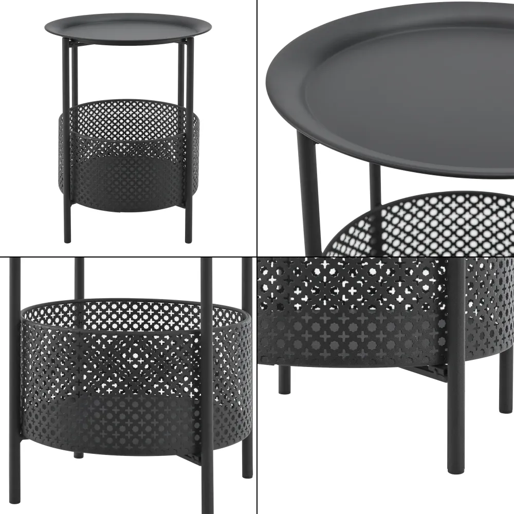 Petite table ronde métal 45 x 35 cm noir 03_0008545 | Stable et robuste |