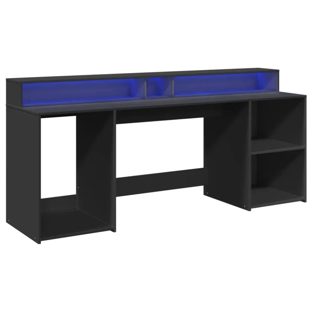 Surface de travail antidérapante Bureau table poste de travail meuble d'ordinateur informatique étude avec lumières LED 20...