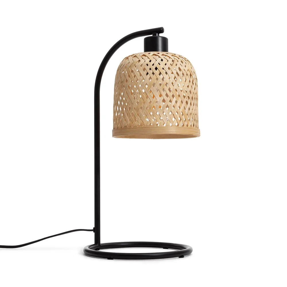 Surface de travail antidérapante Lampe de table en bambou avec éclairage LED Adola