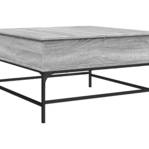 Table avec passe-câbles Table basse sonoma gris 80x80x45 bois d'ingénierie et métal