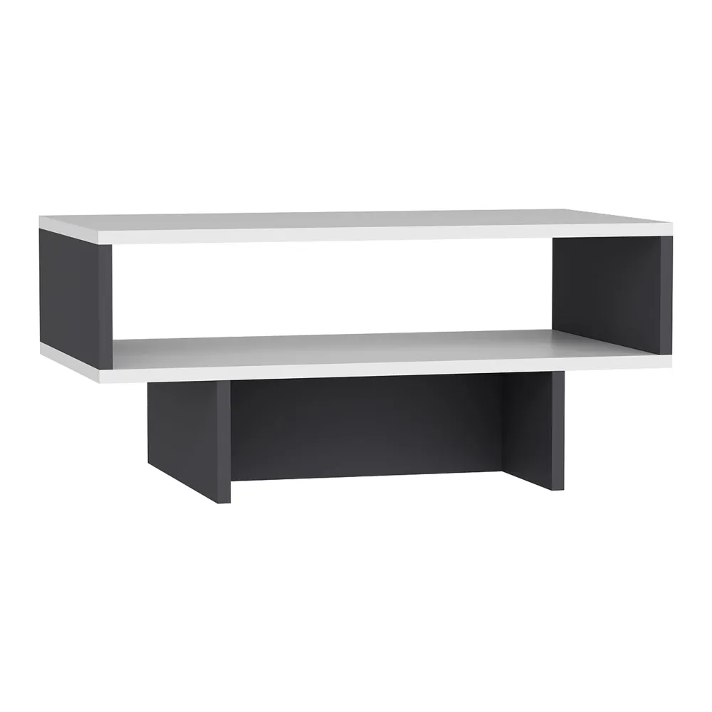 Table basse avec espace de rangement 36,4 x 80 x 45 cm blanc / anthracite 03_0008468 pour espace limité
