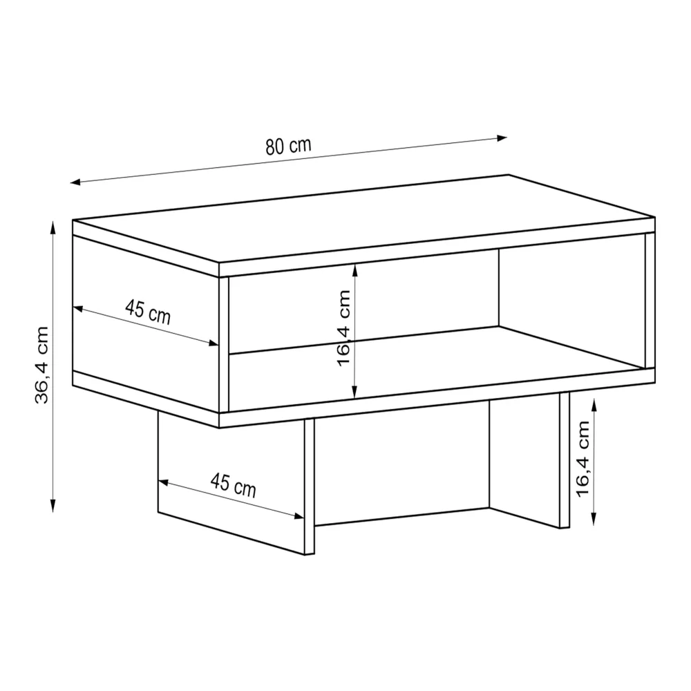 Table basse avec espace de rangement 36,4 x 80 x 45 cm blanc / anthracite 03_0008468 pour espace limité