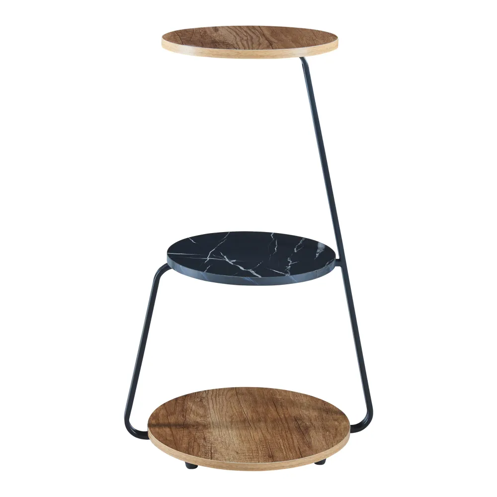 Table d'appoint à 3 niveaux 74 x 46 x 37 cm effet noyer / marbre noir / noir 03_0008646 avec revêtement résistant aux taches