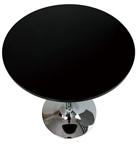 Table haute en MDF et acier chromé réglable en hauteur noir 19_0000376 pour télétravail