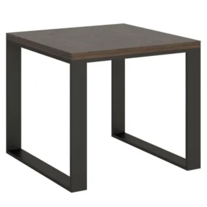 Table Tecno Libra Noyer 90x90 Allongée 90x180 cadre Anthracite pour configuration en L