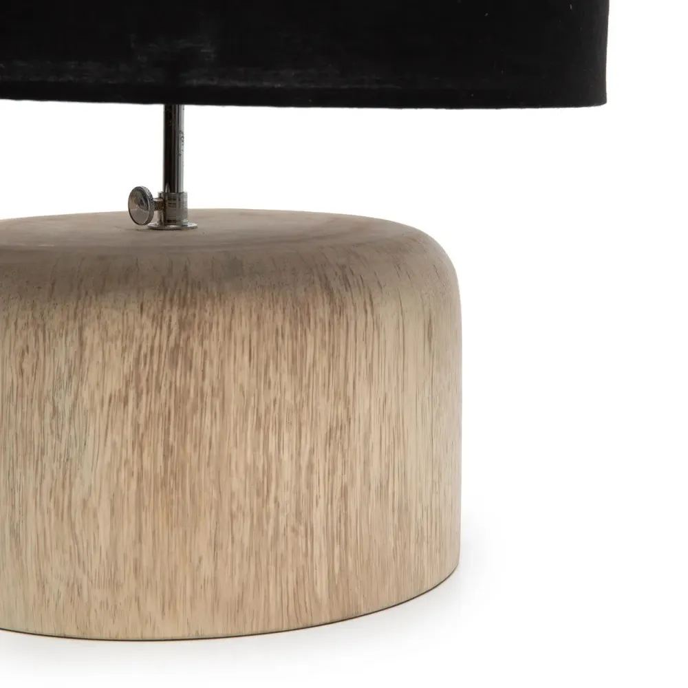 Teak Wood Table Lamp - Brut Black pour espace limité