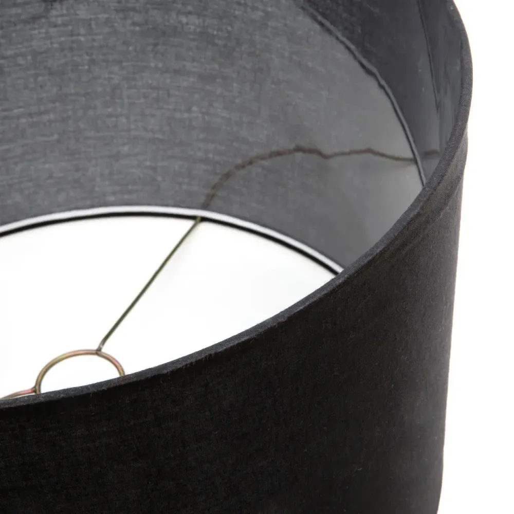 Teak Wood Table Lamp - Brut Black pour espace limité