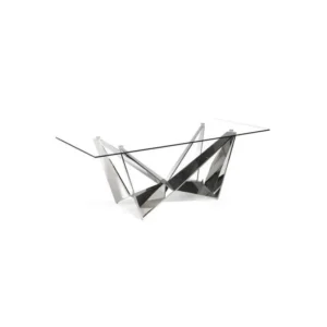 Bureau assis-debout Table de repas rectangulaire Verre/Inox - NOGU
