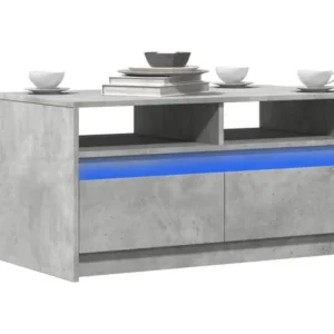 Bureau compact pour Table basse avec lumières LED gris béton bois d'ingénierie