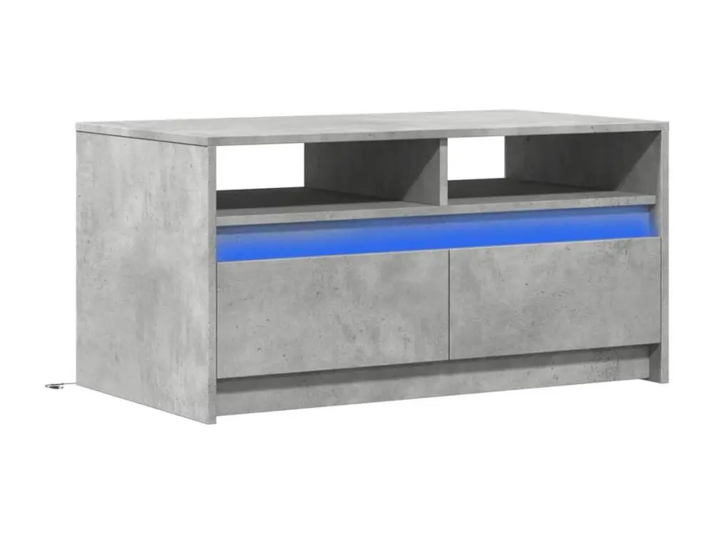 Bureau compact pour Table basse avec lumières LED gris béton bois d'ingénierie