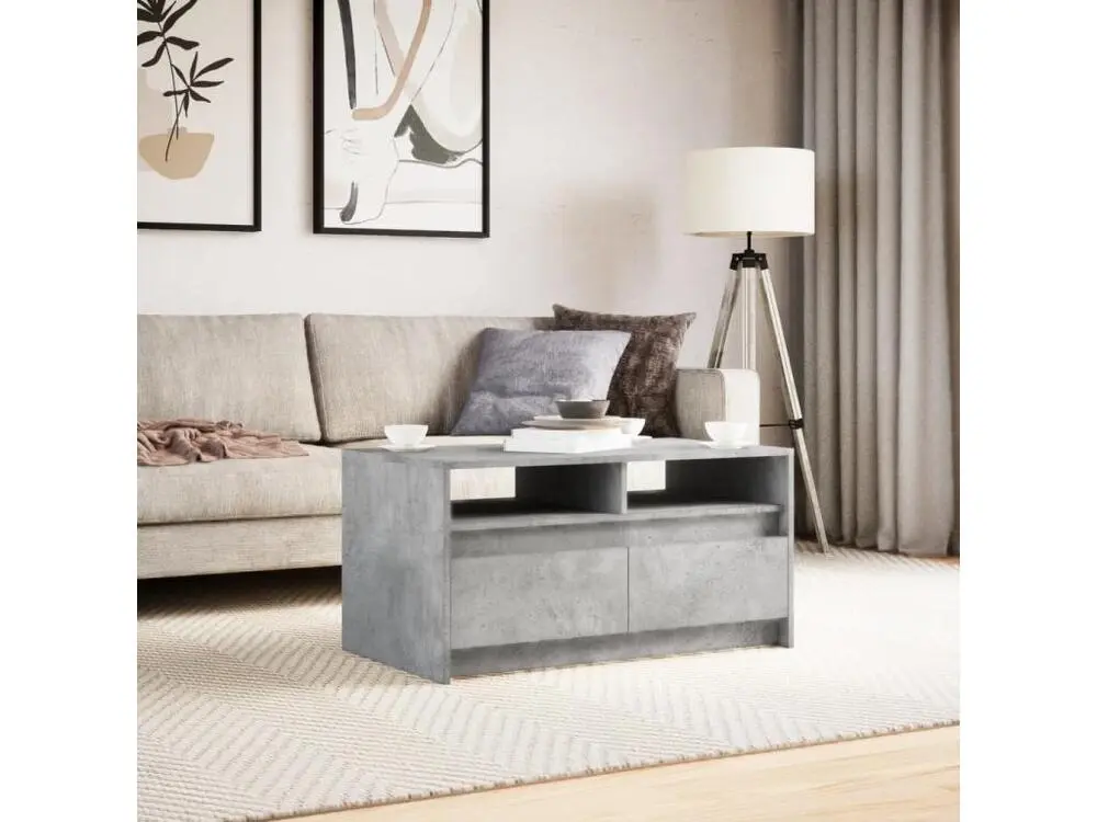 Bureau compact pour Table basse avec lumières LED gris béton bois d'ingénierie