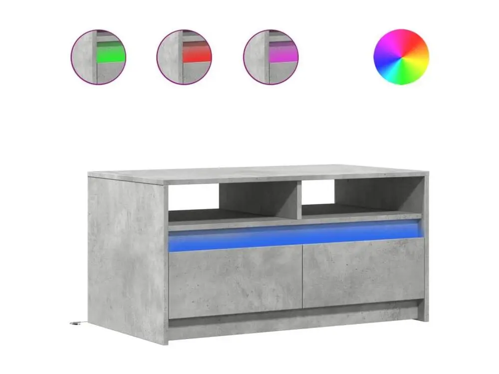 Bureau compact pour Table basse avec lumières LED gris béton bois d'ingénierie