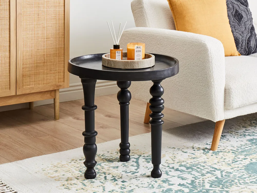 Plan de travail ergonomique Table d'appoint en bois de manguier noir LEETON