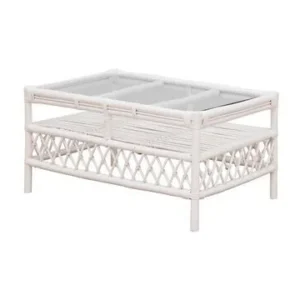 Plateforme réglable en hauteur Table basse en rotin blanc Barbara Chehoma - 90cm